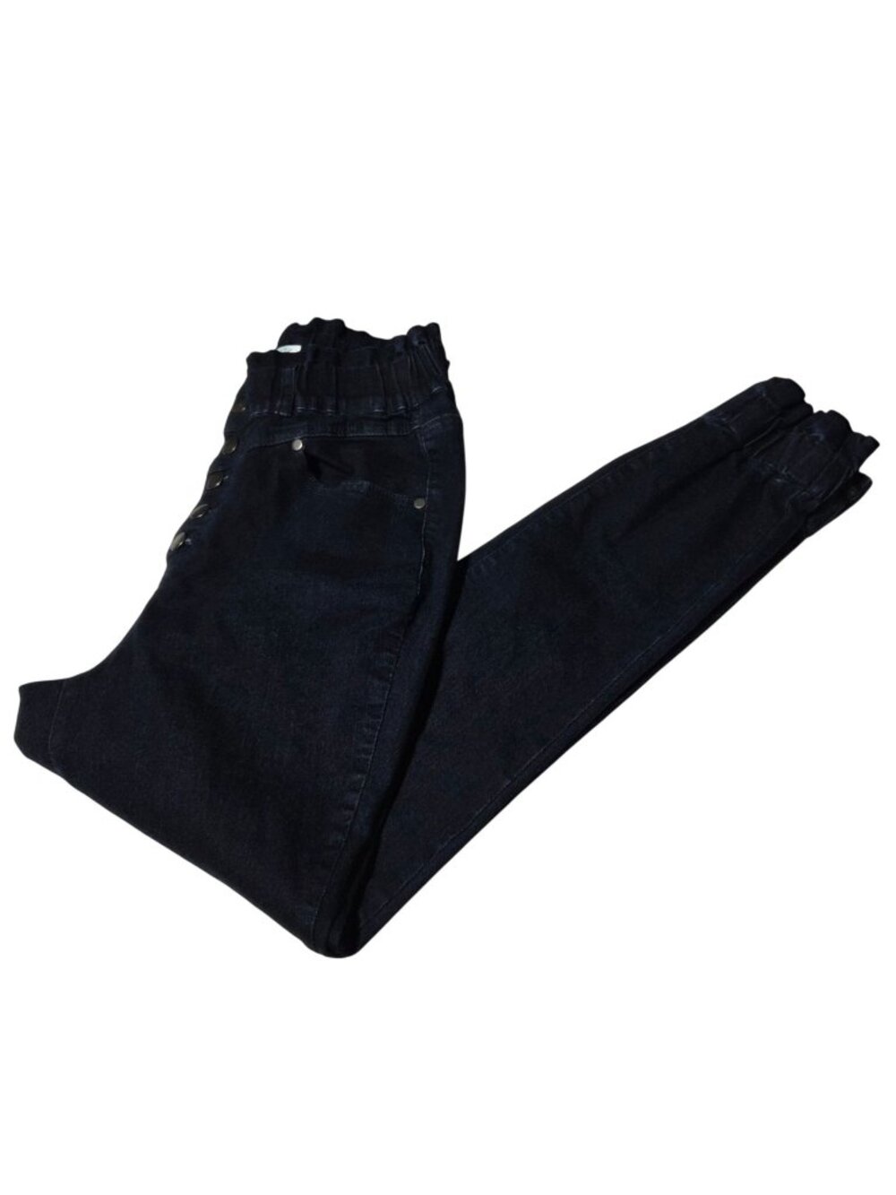 A Beautiful Soul Paper Bag Waist Jeans Womens Size 12 Jogger High Rise Dark Wash